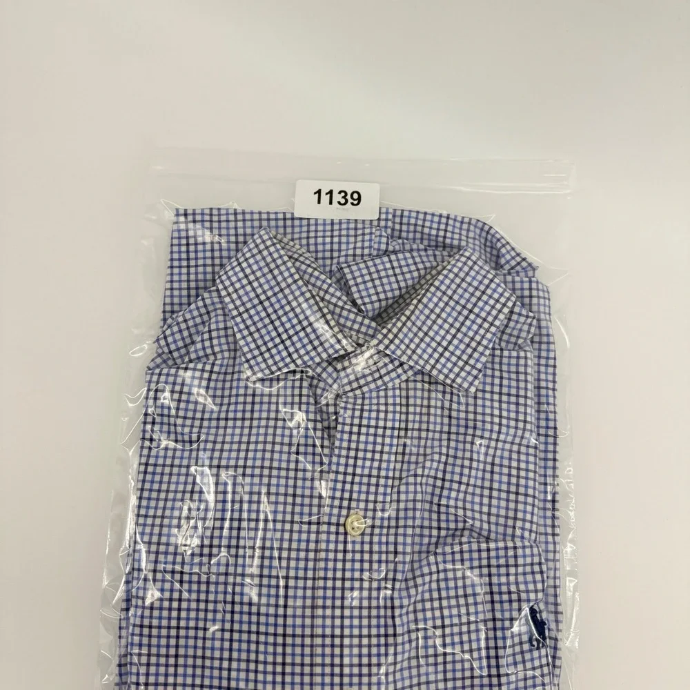 Polo Ralph Lauren Mens Blue White Check Long Sleeve Button Down Shirt Size M